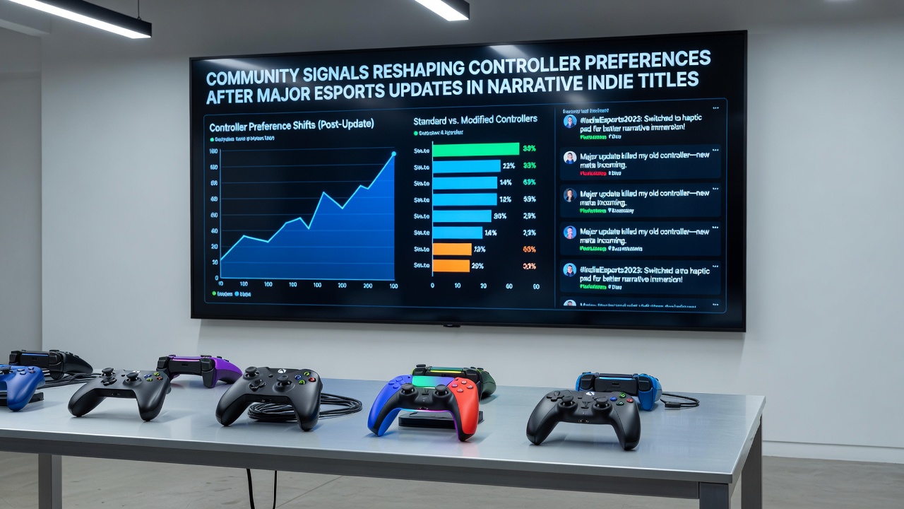 Community forum screenshots showing controller recommendation threads after an indie esports patch