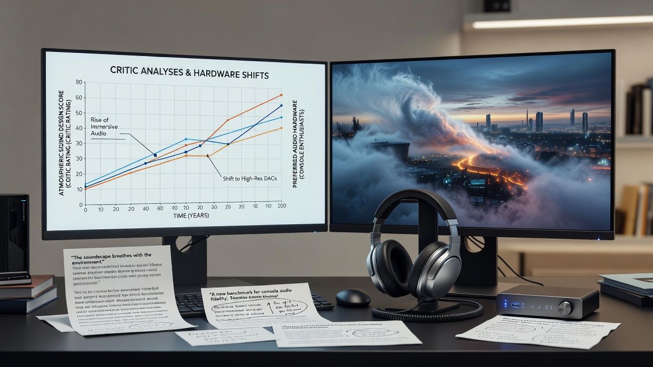 Console enthusiasts examining audio hardware options alongside game review metrics