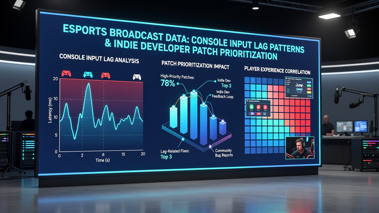Indie development team reviewing input lag graphs from esports data streams