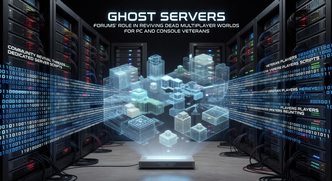 Veteran gamers reconnecting on a fan-hosted server interface from an old multiplayer title, evoking nostalgia amid glowing server lists