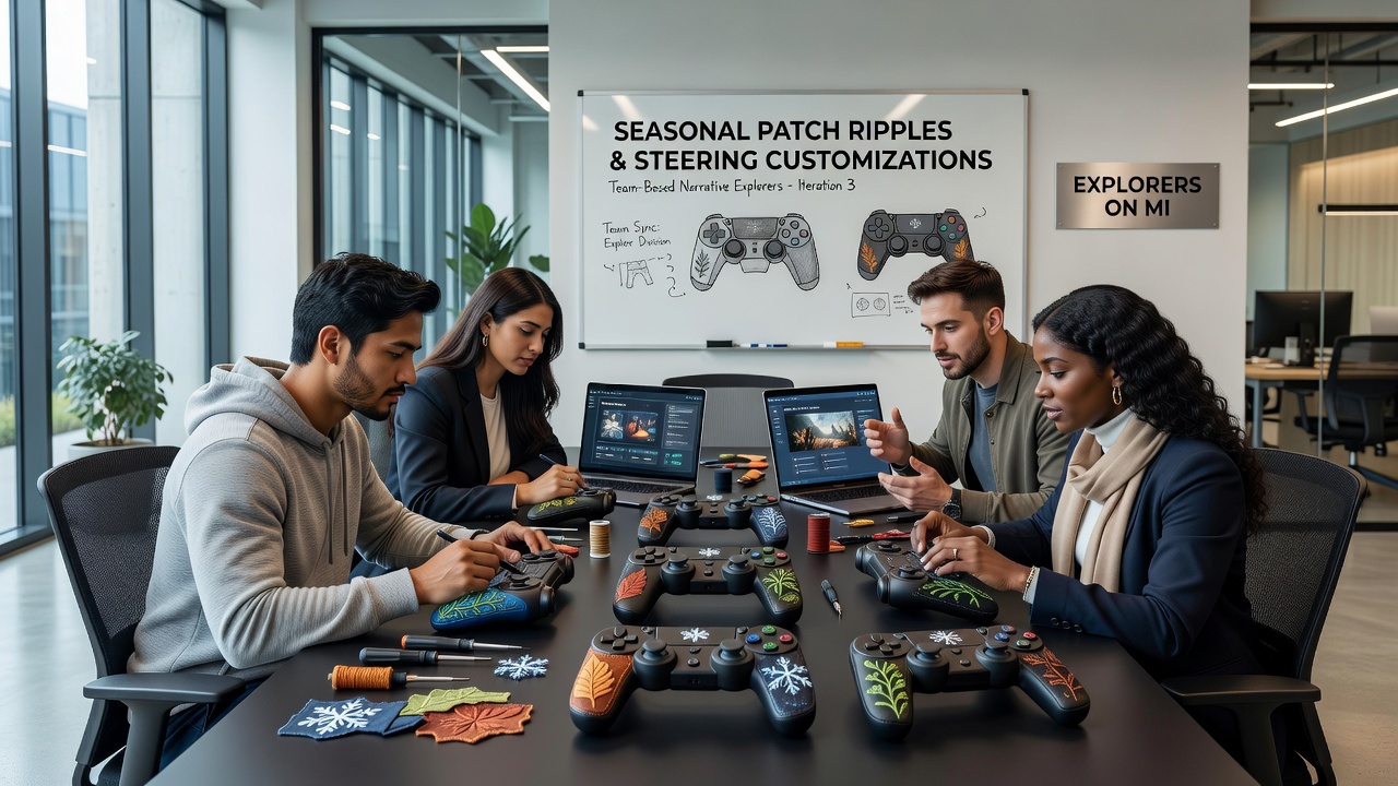 Explorers on PC and console discussing controller mappings after a narrative patch update